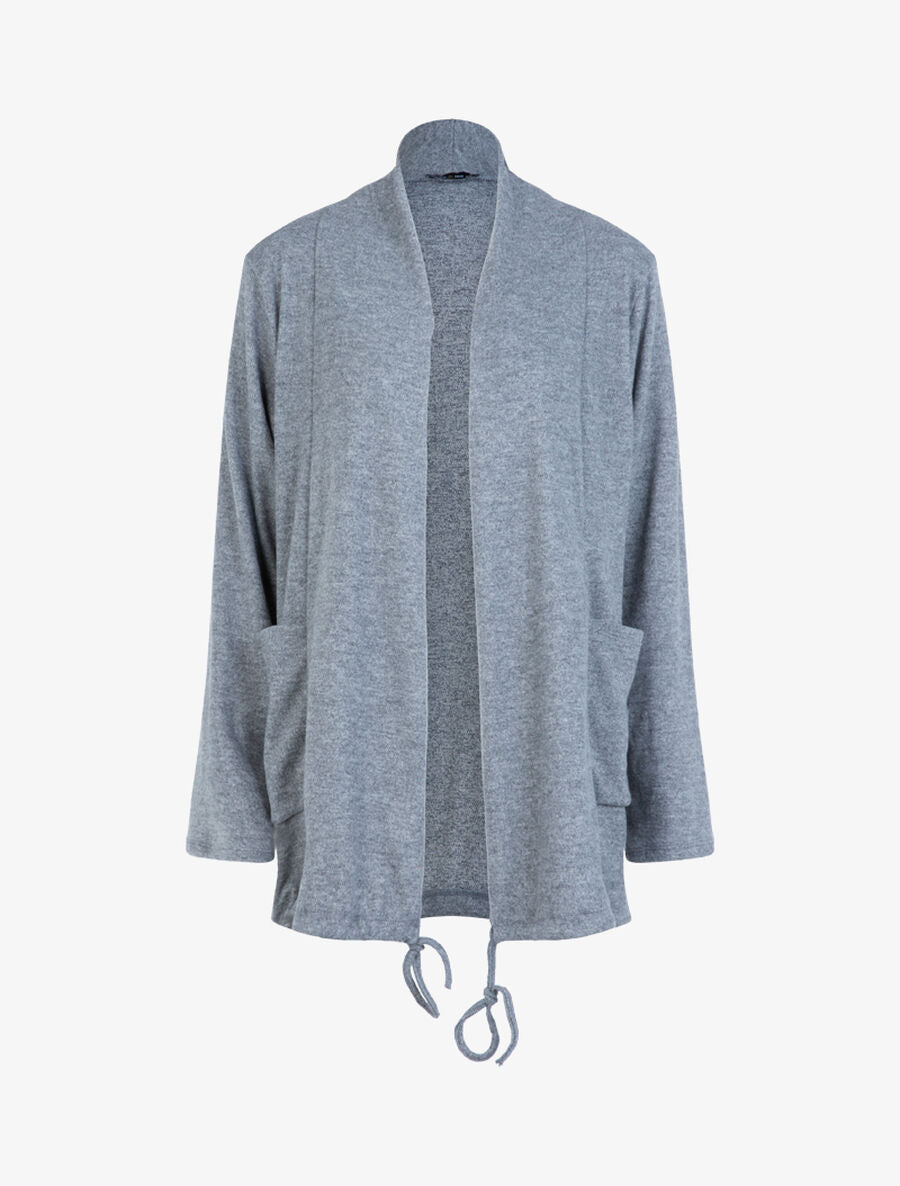 Gilet doux à cordon de serrage - Gris clair - 1
