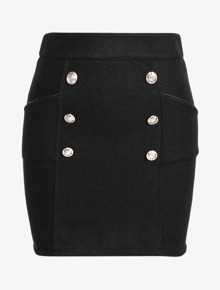 Jupe ceinturée en maille - Noir - 1