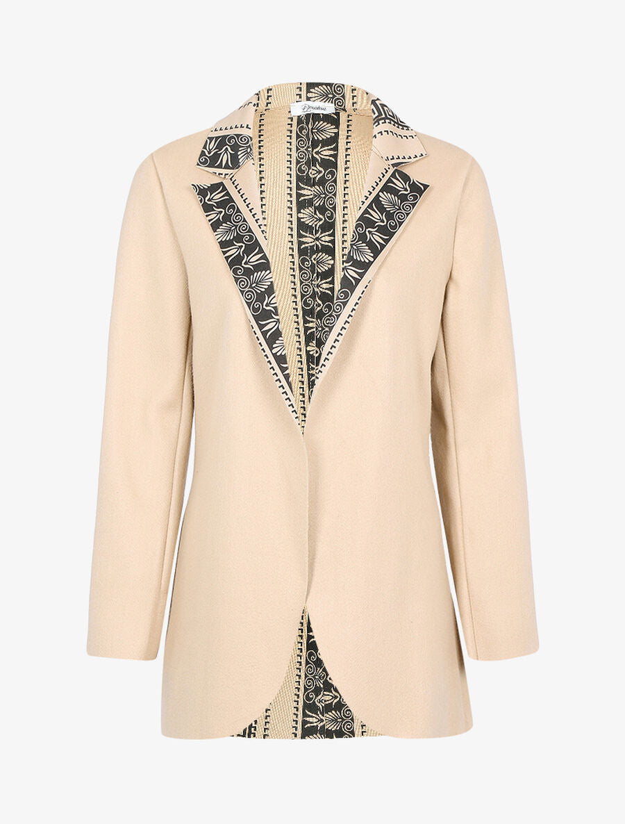 Manteau fin à intérieur imprimé - Beige - 1