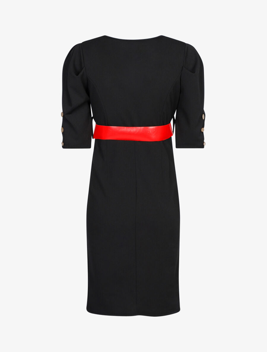 Robe à taille empire ceinturée - Noir - 2