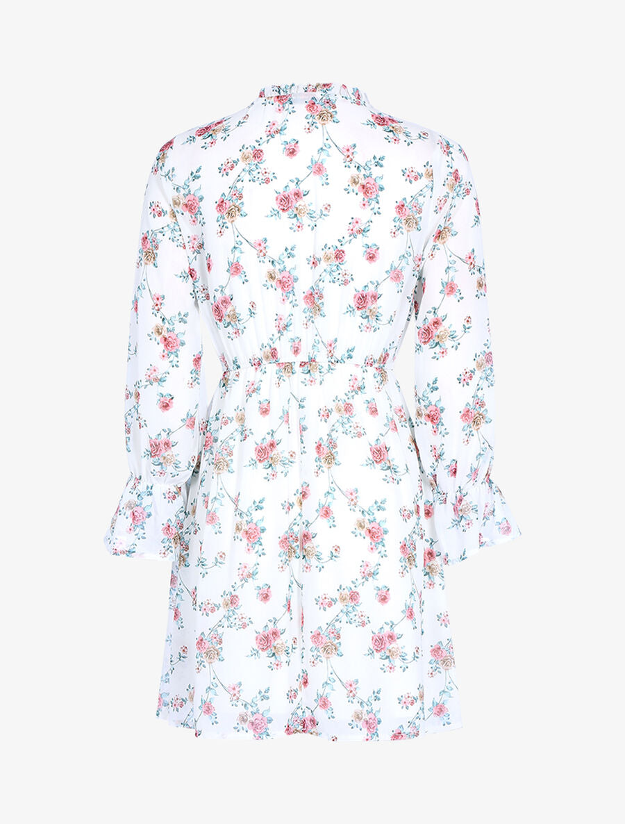 Robe patineuse à imprimé roses - Blanc - 2