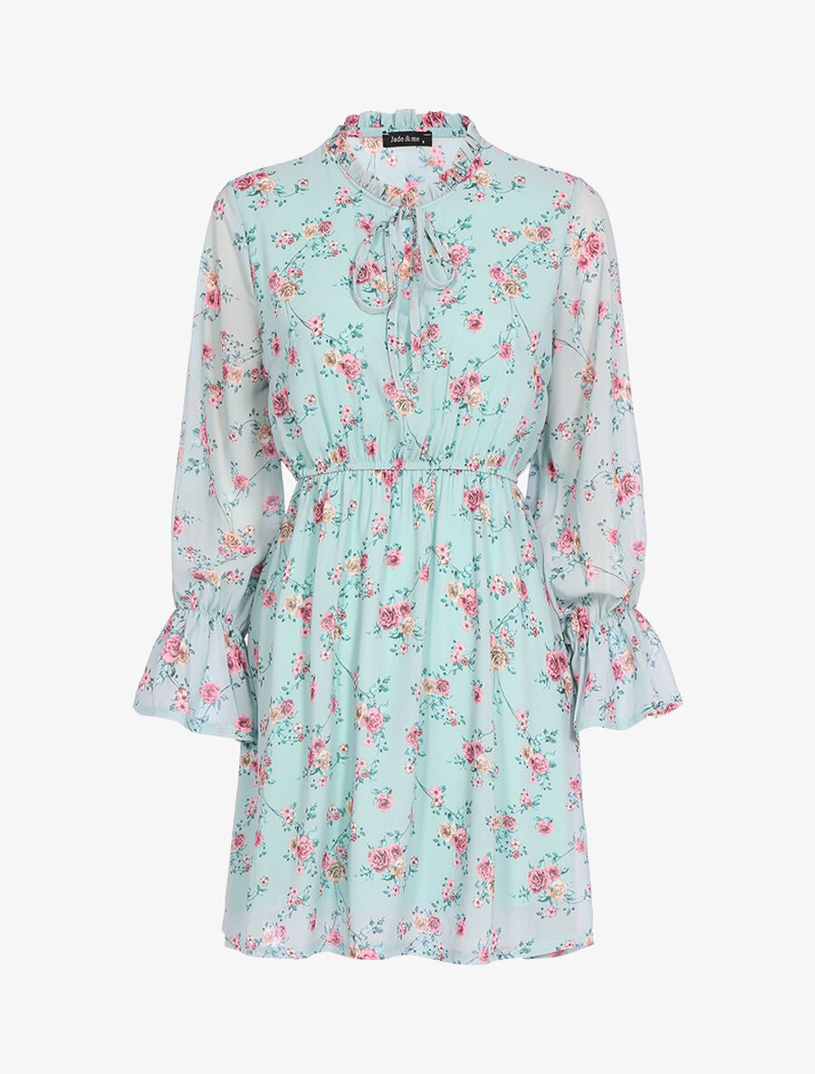 Robe patineuse à imprimé roses - Vert d&