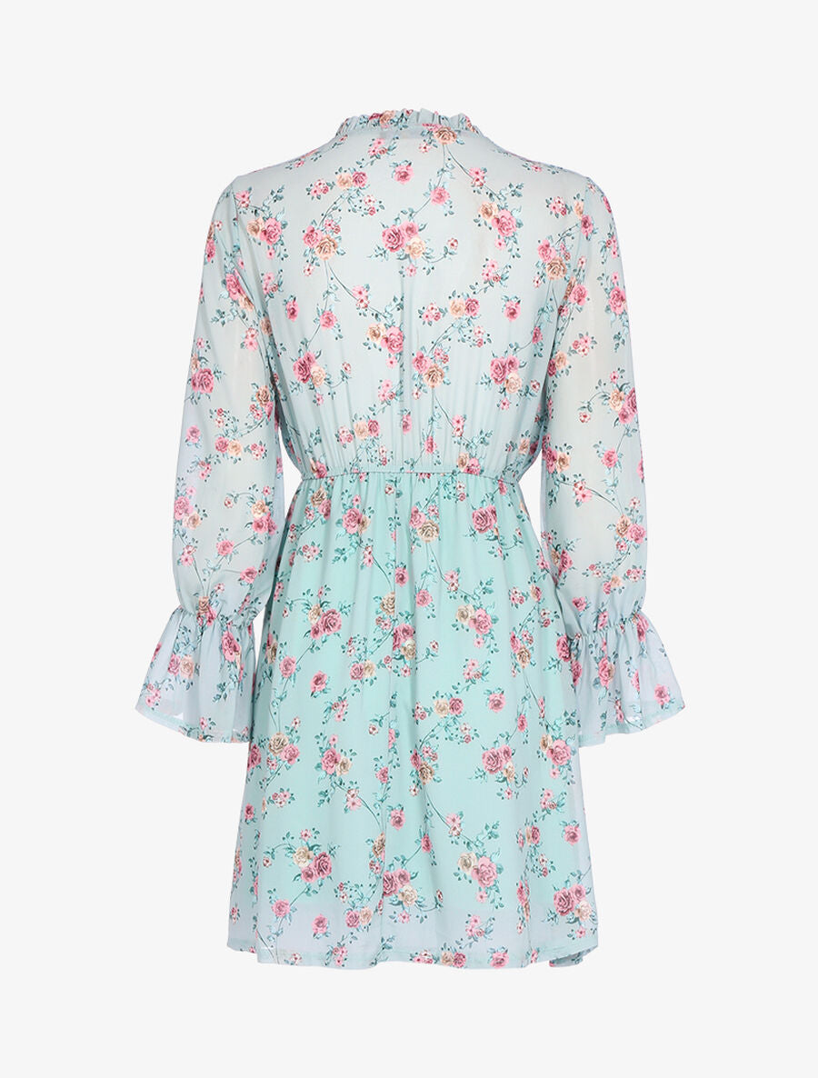 Robe patineuse à imprimé roses - Vert d&