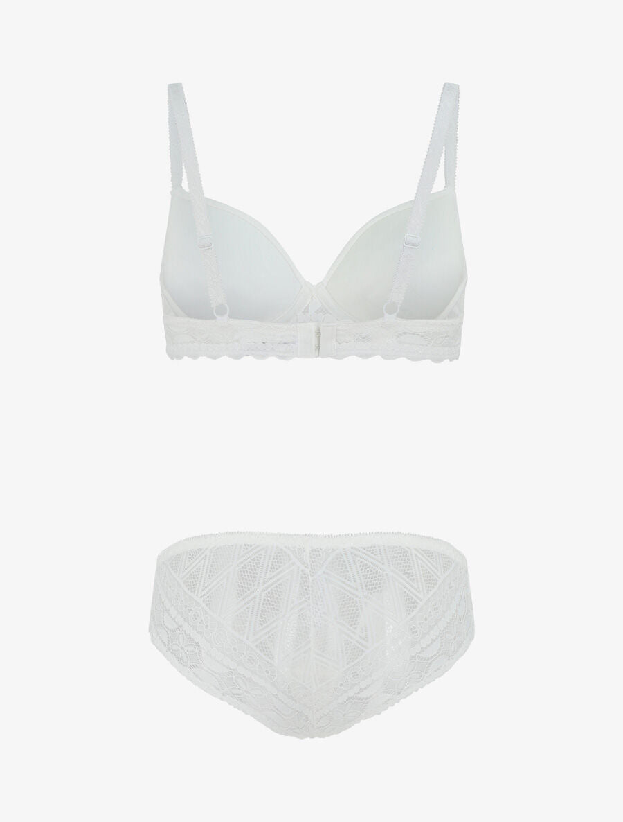 Ensemble lingerie à dentelle - Blanc - 3