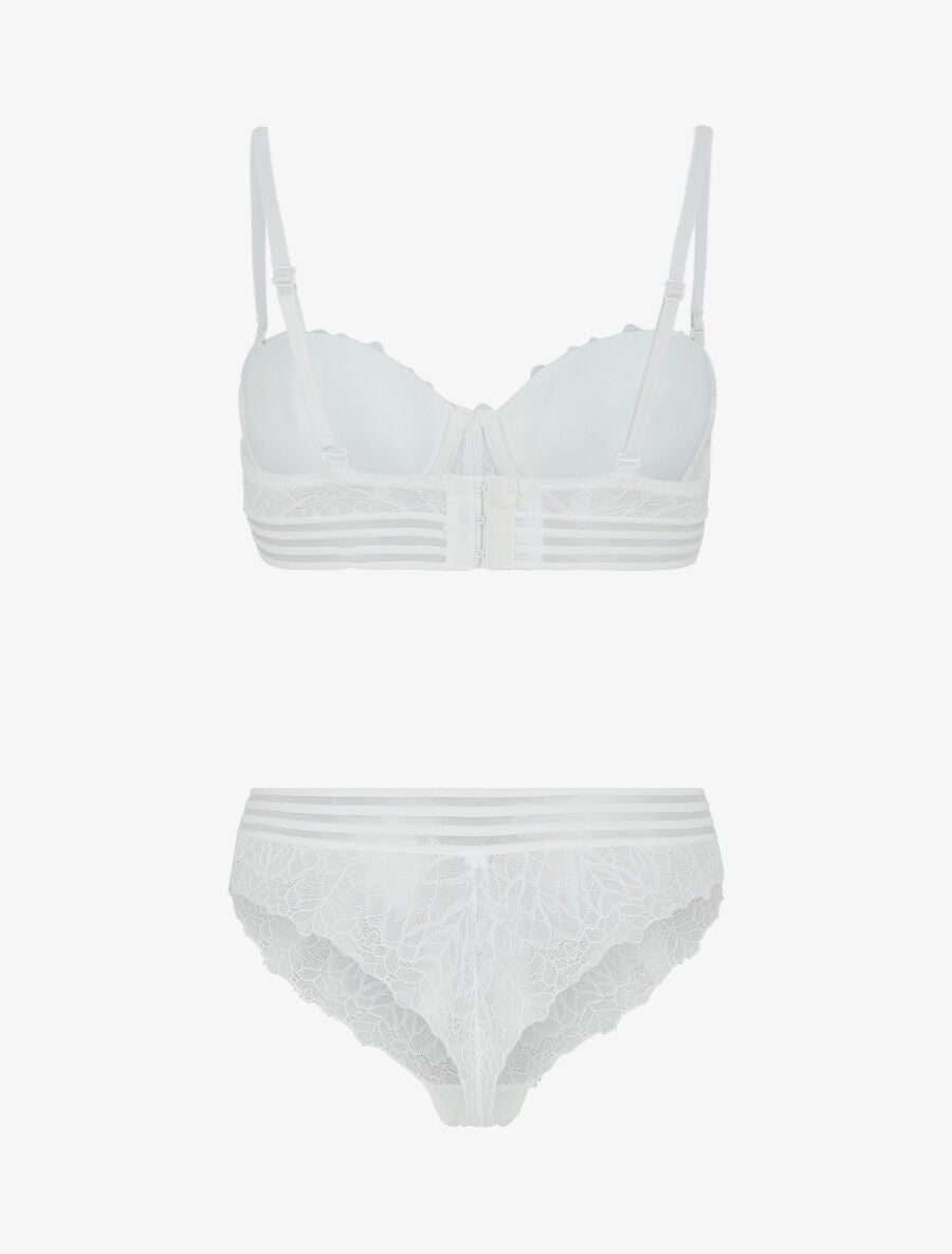 Ensemble push up et tanga en dentelle - Blanc - 2