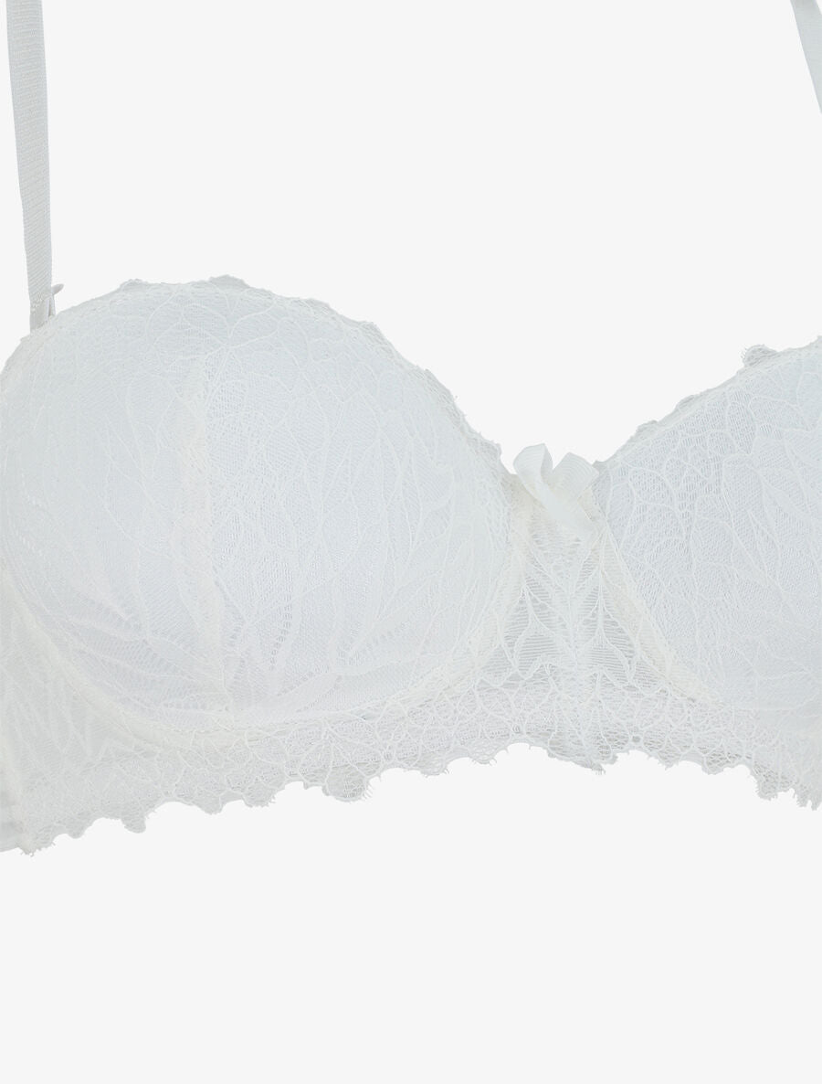 Ensemble push up et tanga en dentelle - Blanc - 3