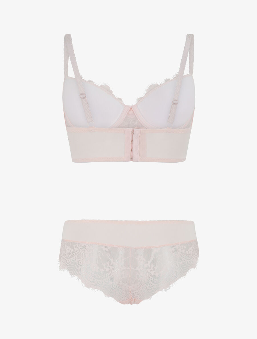 Ensemble lingerie en dentelle - Rose pastel - 3