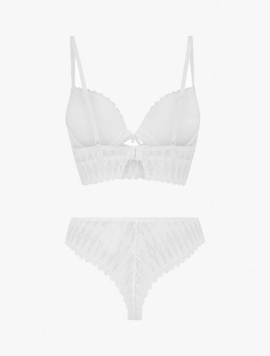 Ensemble push up bandeau en dentelle - Blanc - 2