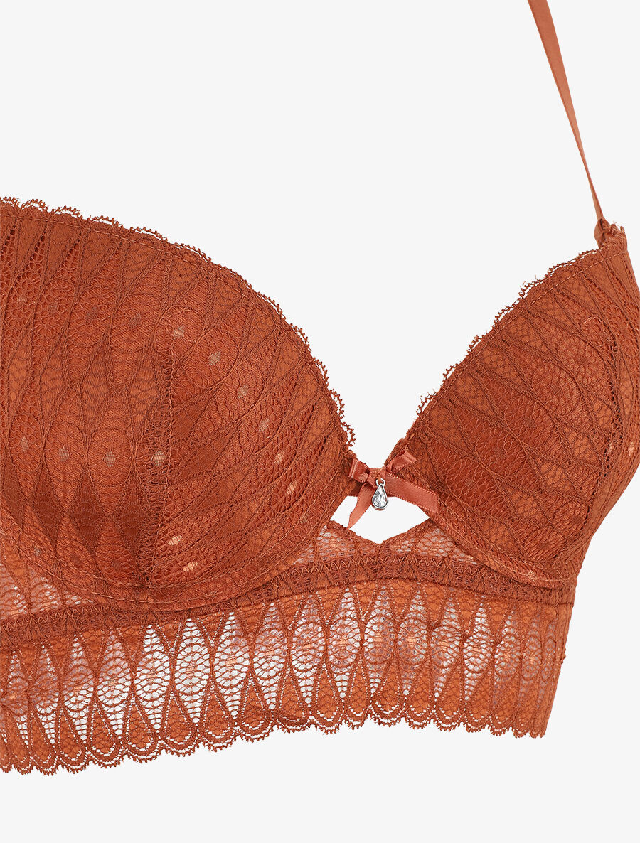 Ensemble push up bandeau en dentelle - Rouille - 4
