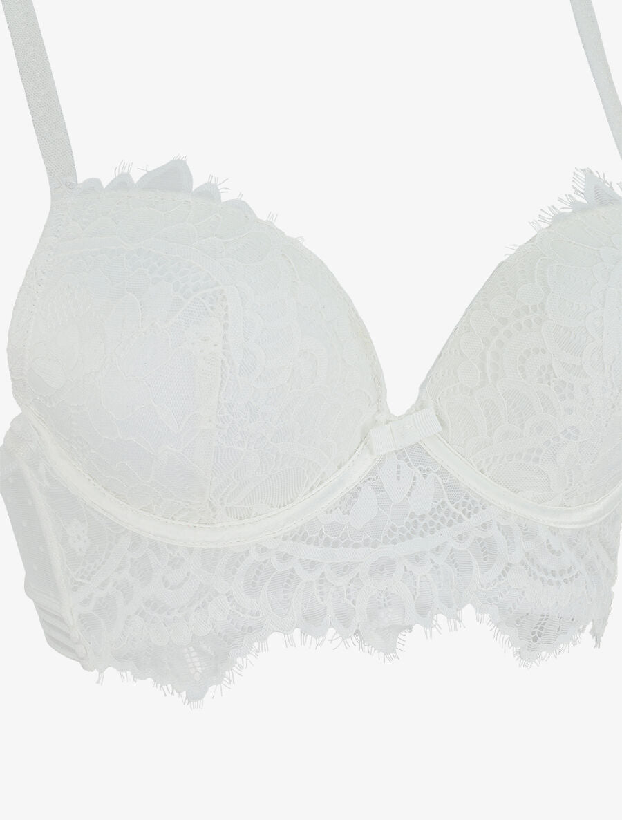 Ensemble push up bande en dentelle - Blanc - 3