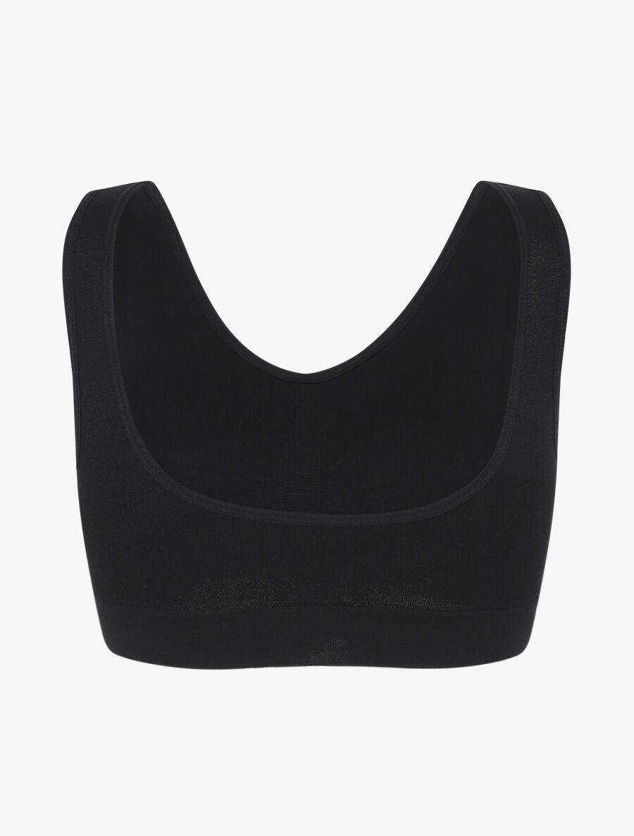 Brassière unie avec coussinets amovibles - Noir - 2