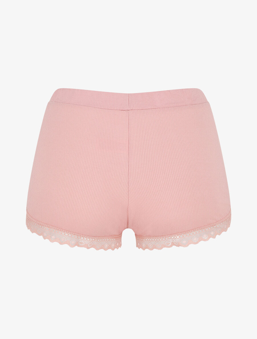 Ensemble pyjama en dentelle côtelé - Rose - 5