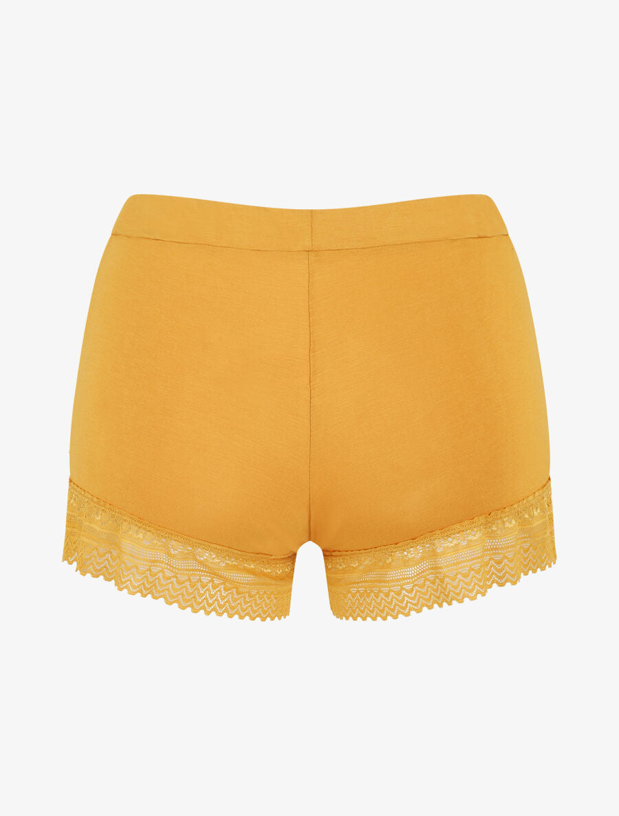 Ensemble pyjama en dentelle et boutons décoratifs - Jaune moutarde - 5