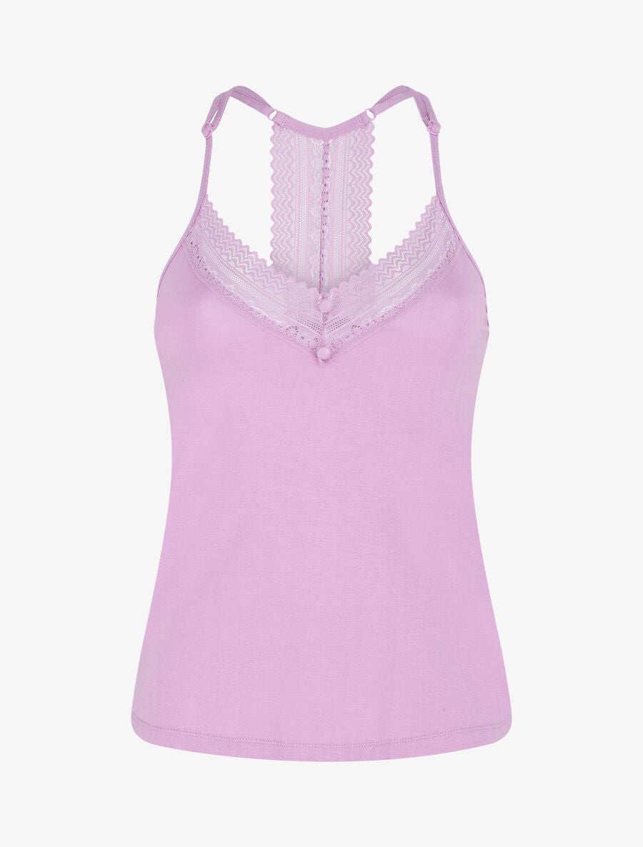 Ensemble pyjama en dentelle et boutons décoratifs - Lilas - 1