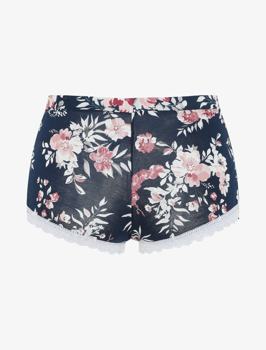 Ensemble pyjama en dentelle à motif floral - Marine - 5