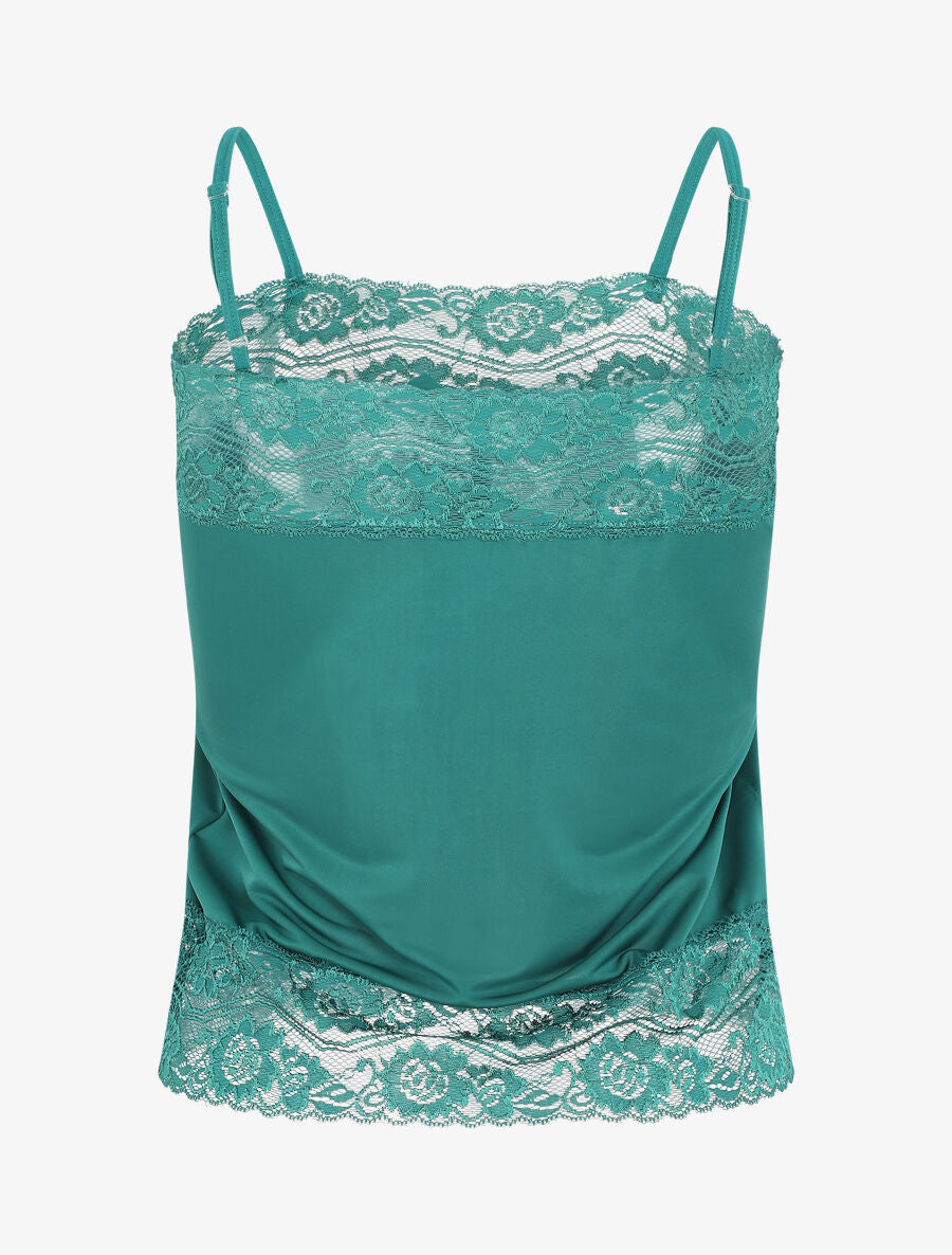 Ensemble pyjama à détail dentelle et noeud - Vert sapin - 2