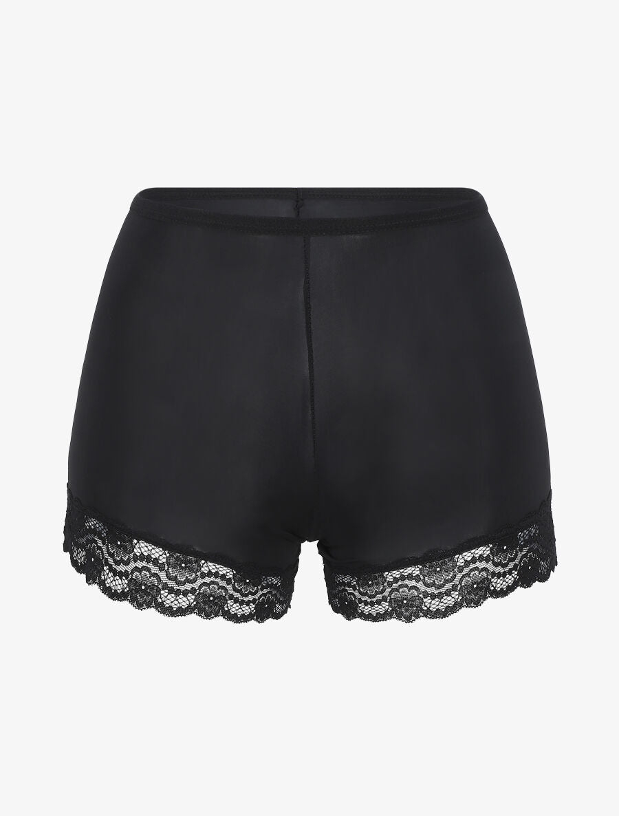 Ensemble pyjama uni à détail dentelle - Noir - 4