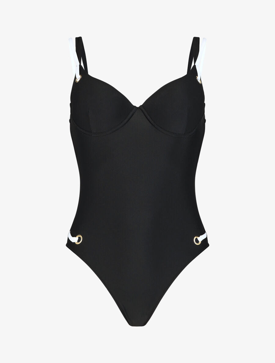 Maillot de bain une pièce à liens - Noir - 3