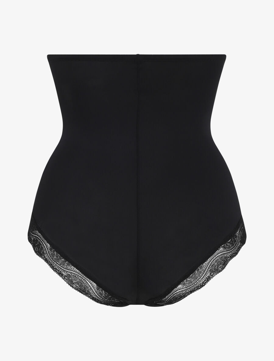 Culotte gainante taille haute en dentelle - Noir - 2
