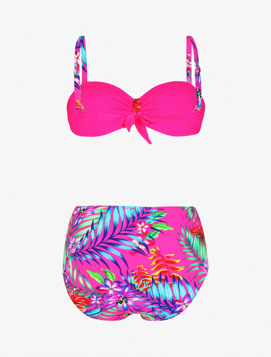 Bikini à imprimé fleurs tropicales - Fushia - 4
