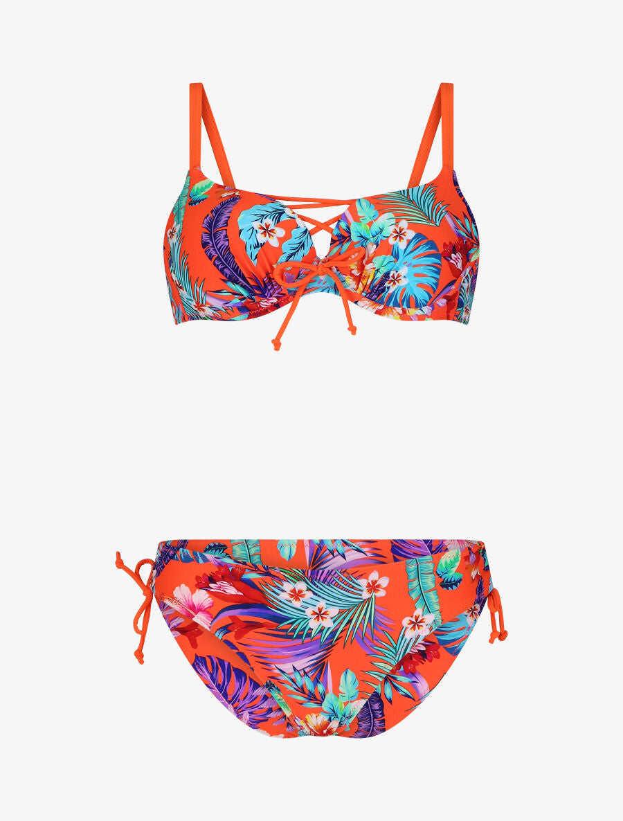 Bikini à imprimé fleuri - Orange - 3