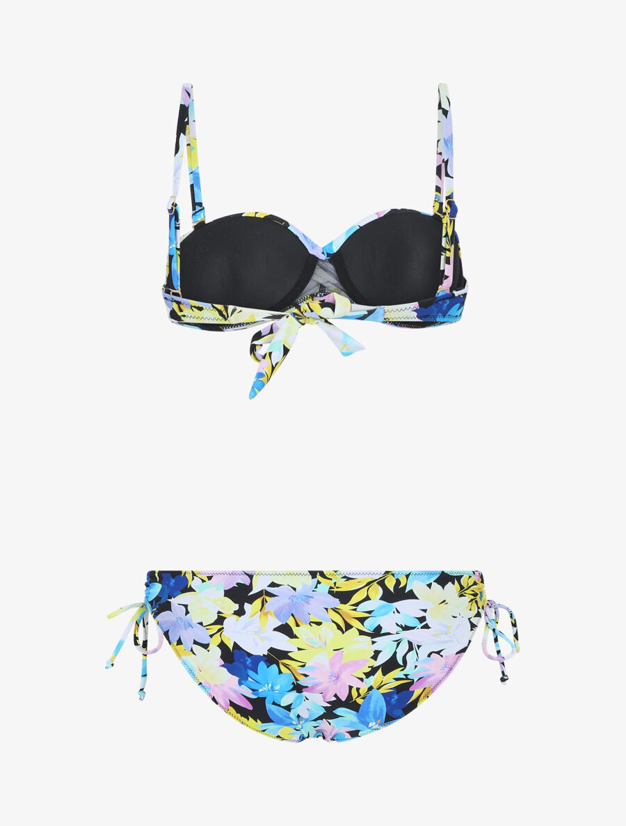 Bikini torsadé à fleurs - Noir - 4