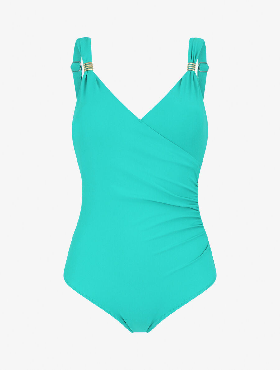 Maillot de bain une pièce à détail bijoux - Bleu canard - 6