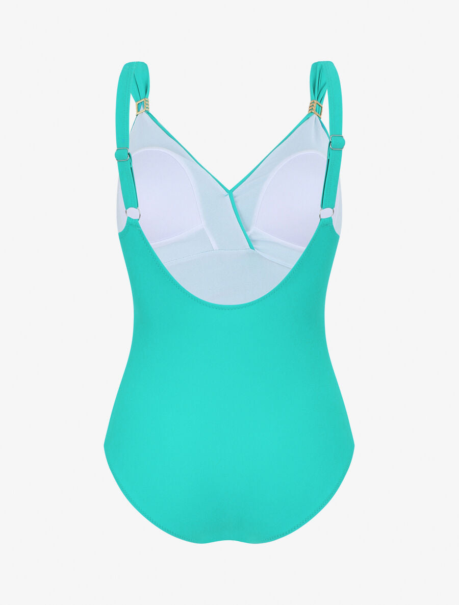Maillot de bain une pièce à détail bijoux - Bleu canard - 4