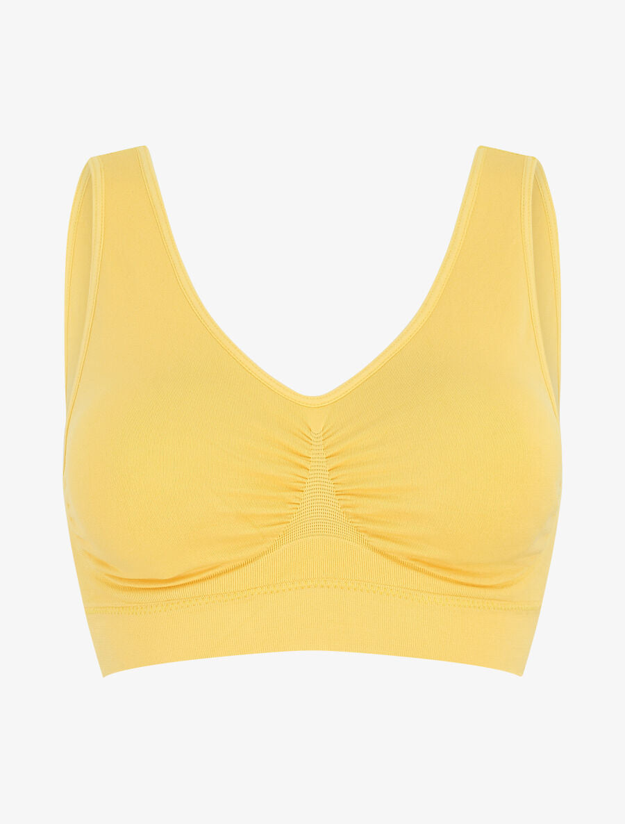 Brassière uni avec coussinets amovibles - Jaune - 1