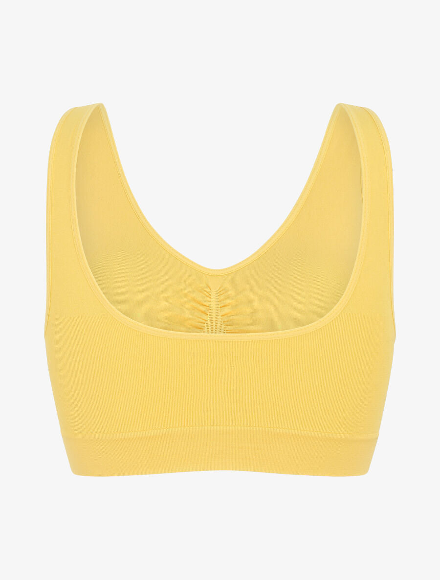 Brassière uni avec coussinets amovibles - Jaune - 2
