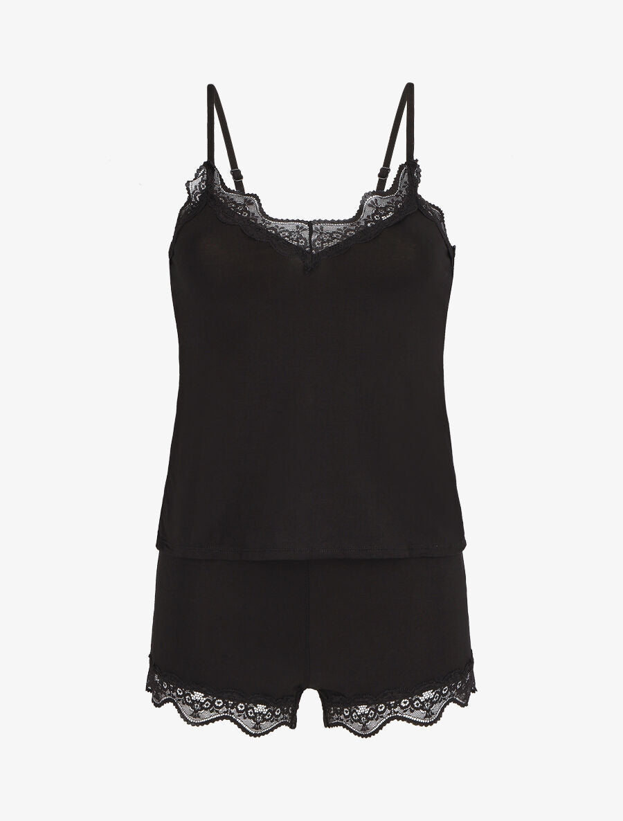 Ensemble caraco et short de pyjama - Noir - 1