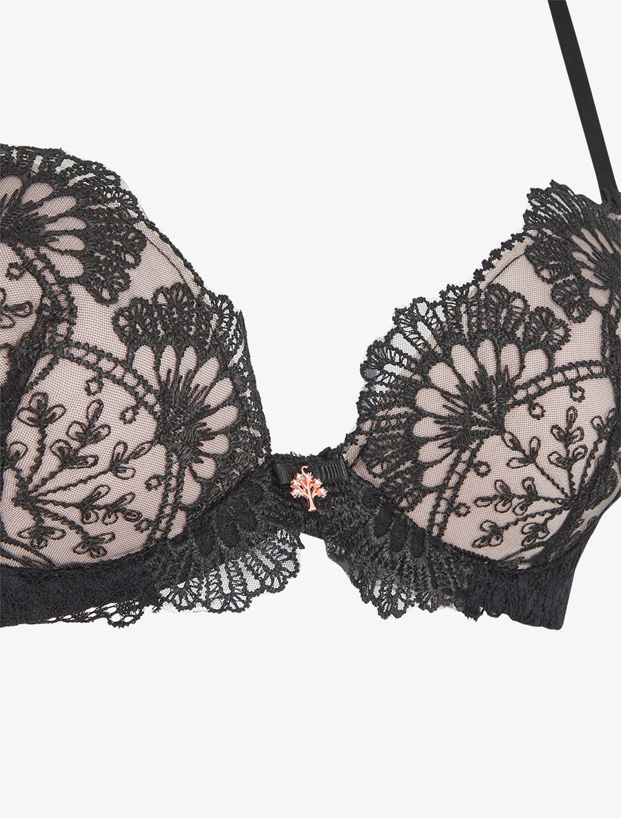 Ensemble soutien-gorge et string en dentelle fantaisie - Noir - 3