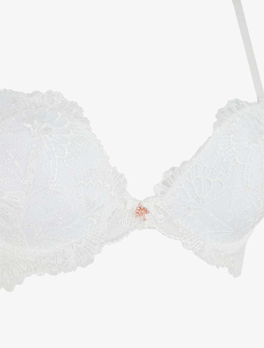 Ensemble soutien-gorge et string en dentelle fantaisie - Blanc - 3