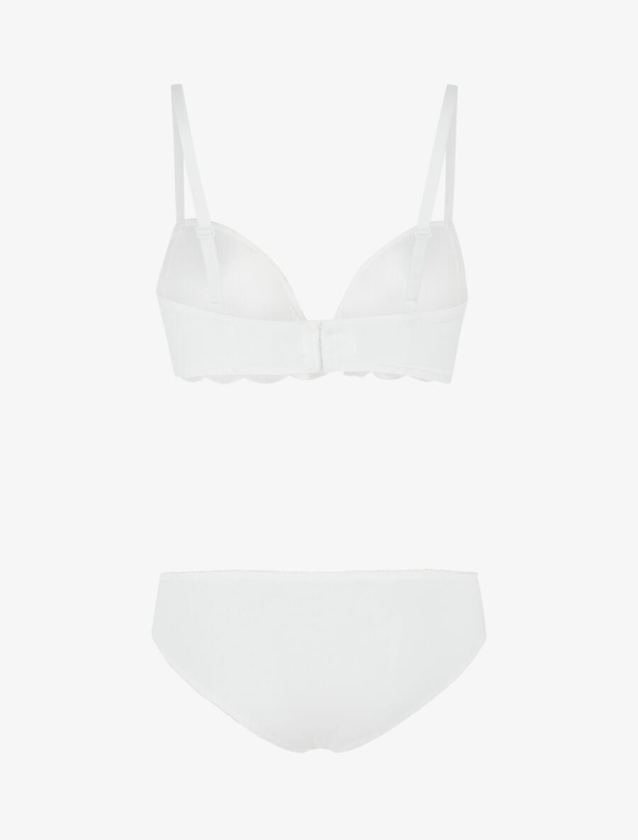 Ensemble soutien-gorge et culotte motif fleurs brodées - Blanc - 2