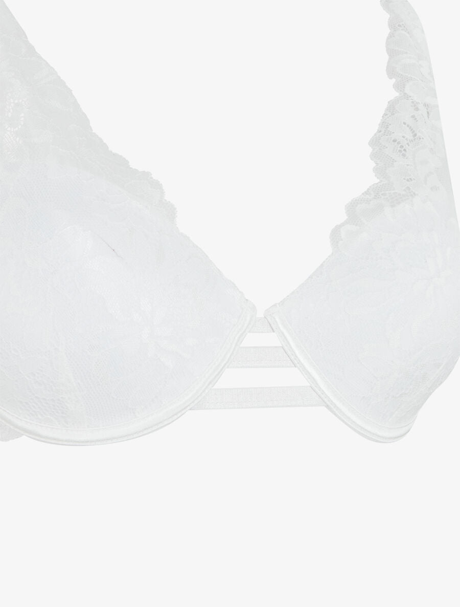 Ensemble soutien-gorge push-up et culotte en dentelle fleurie - Blanc - 3