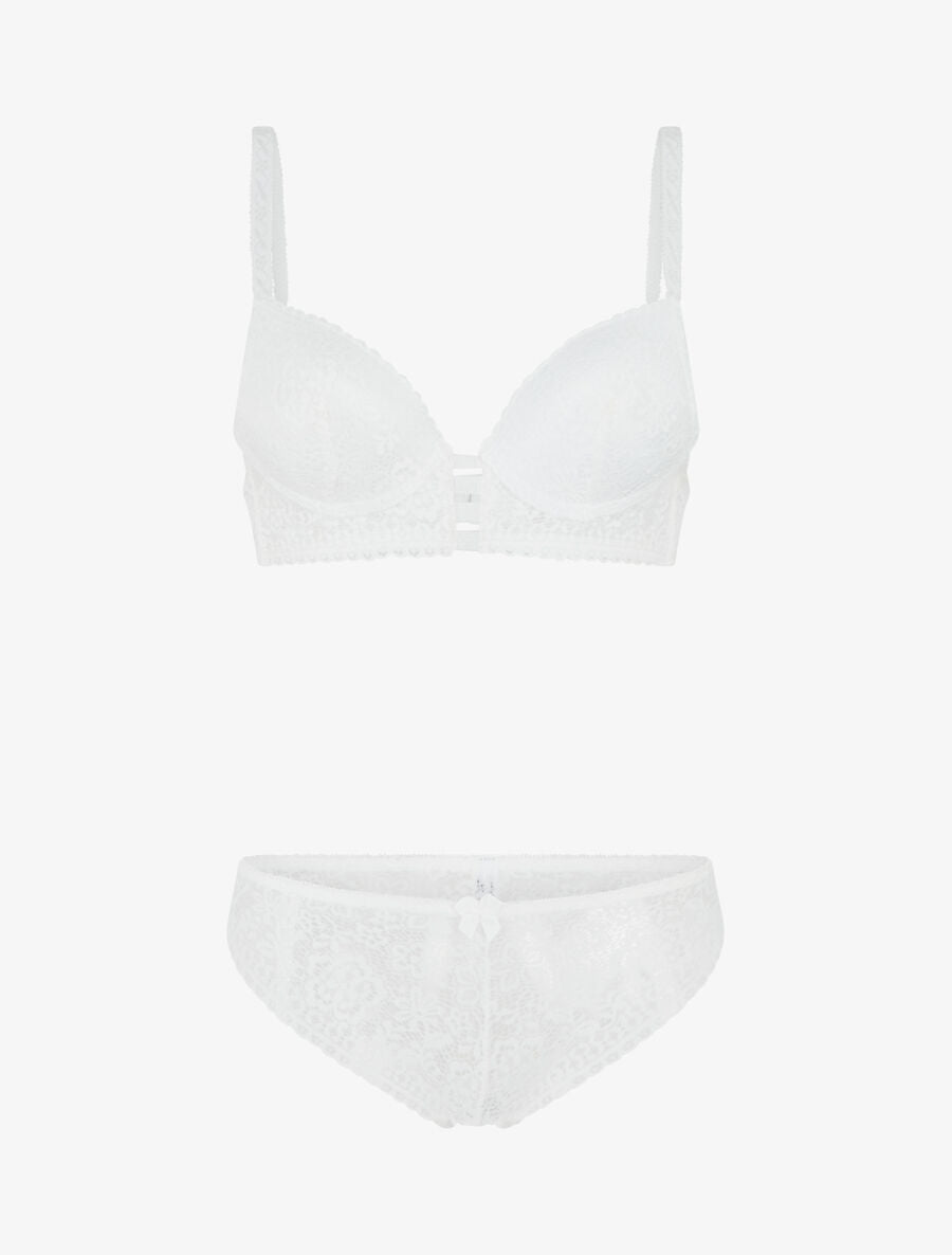 Ensemble soutien-gorge et culotte en dentelle - Blanc - 1
