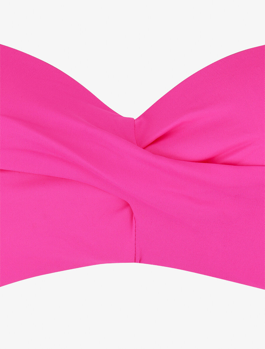 Bikini à balconnet et tanga uni - Rose fluo - 3