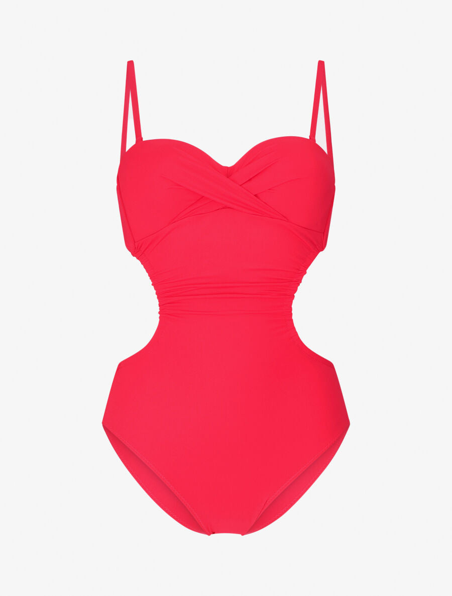 Trikini uni torsadé - Rouge framboise - 1
