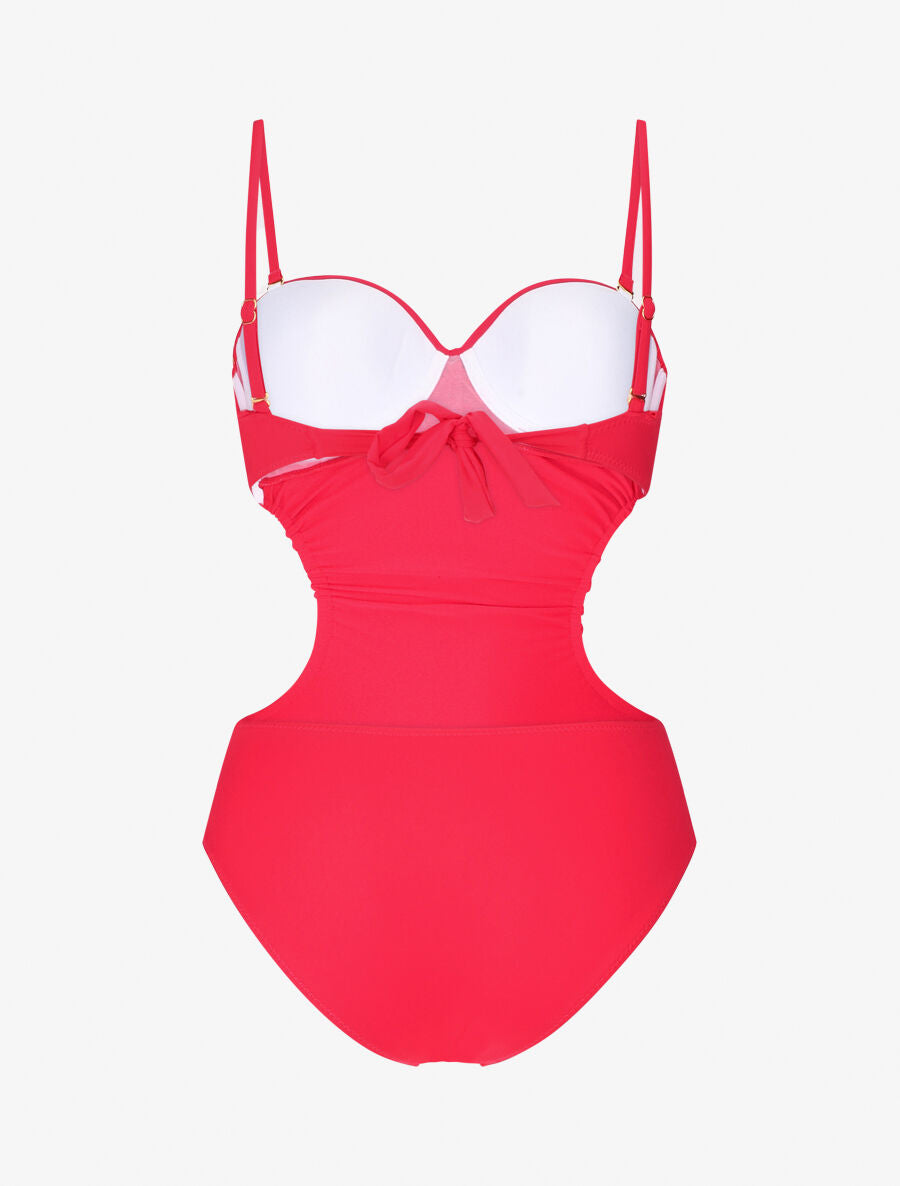 Trikini uni torsadé - Rouge framboise - 2