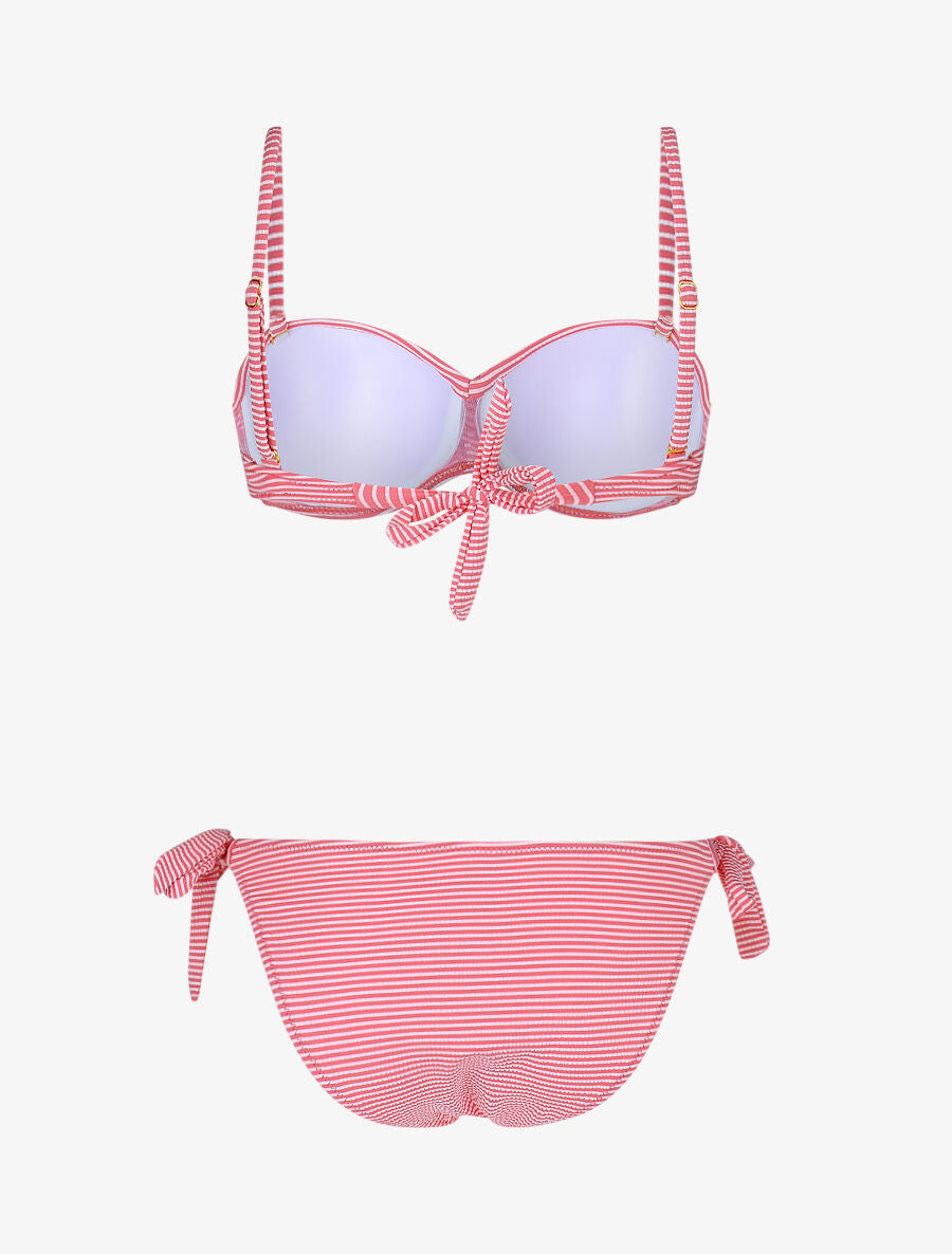 Bikini imprimé rayé - Rose - 2