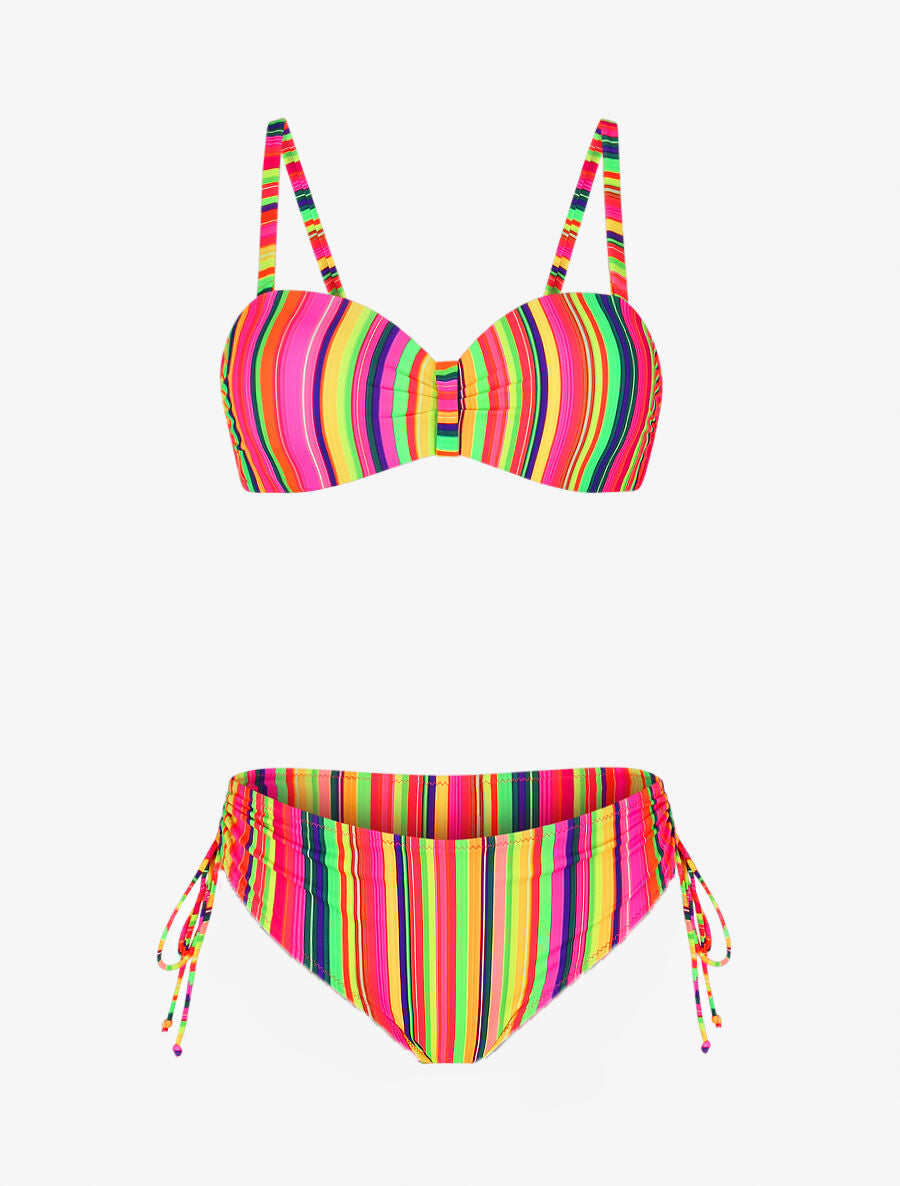 Bikini à imprimé rayures - Rose - 4