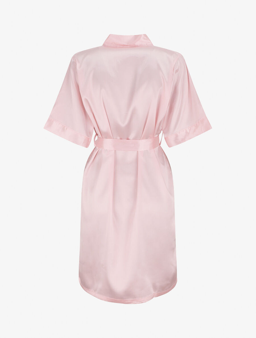 Ensemble kimono et nuisette satinés - Rose - 2