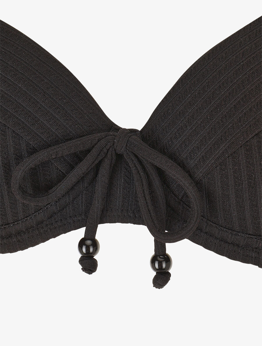 Bikini uni effet texturé - Noir - 3