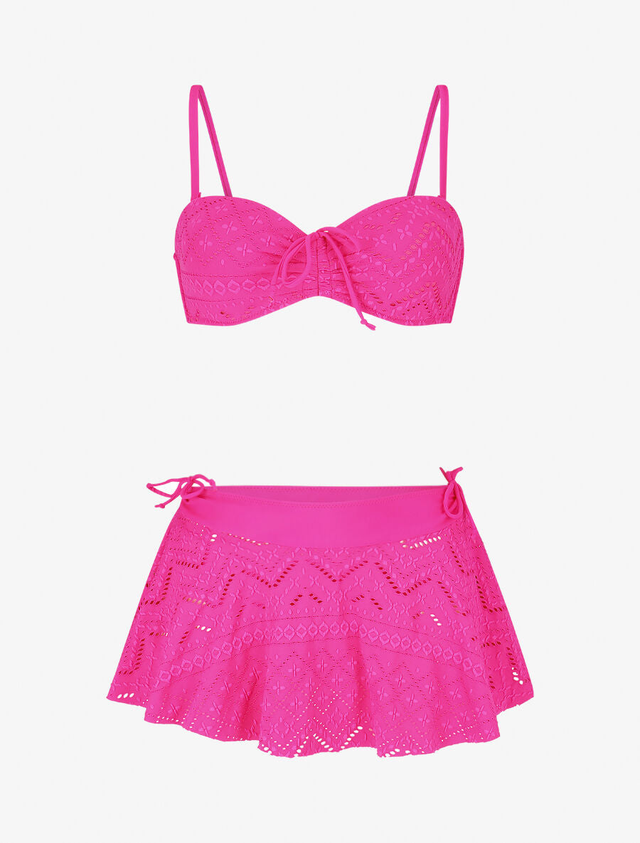 Ensemble de maillot de bain uni - Fushia - 5