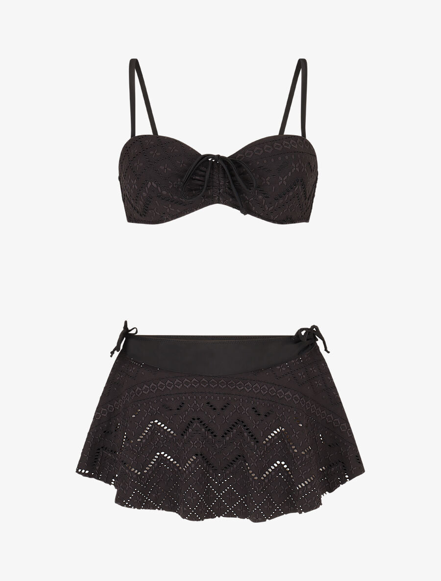 Ensemble de maillot de bain uni - Noir - 1