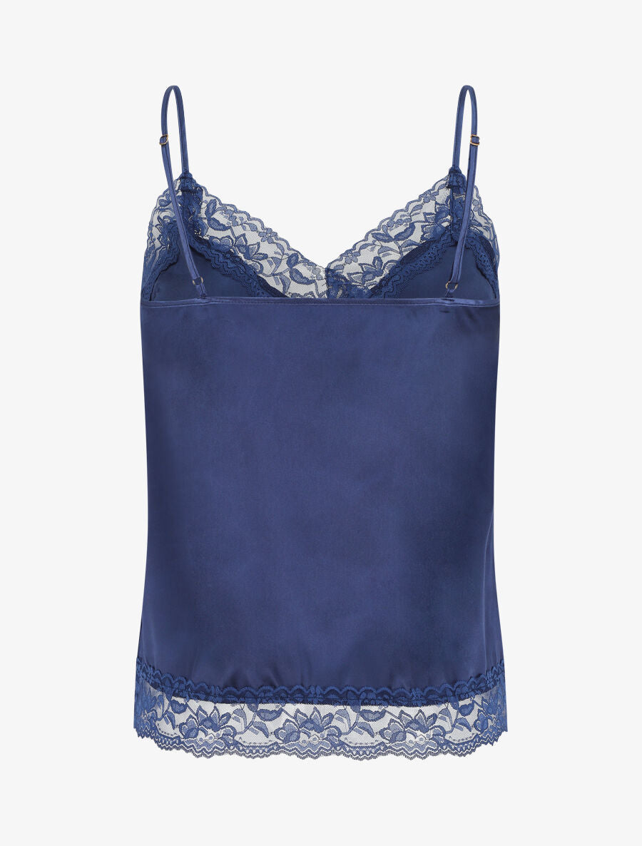 Ensemble caraco et short de pyjama à dentelle - Marine - 2