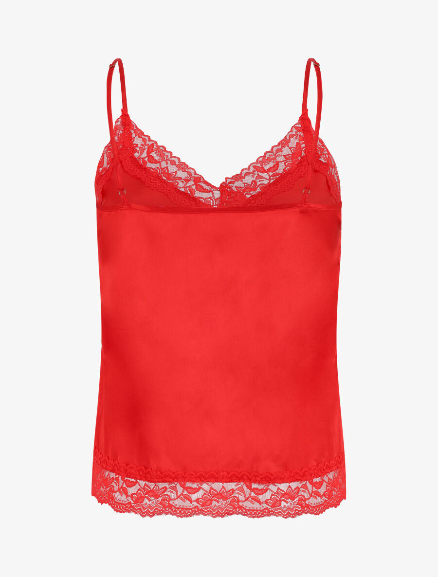 Ensemble caraco et short de pyjama à dentelle - Rouge - 2