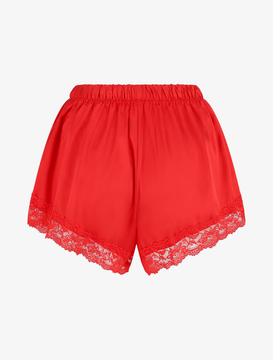 Ensemble caraco et short de pyjama à dentelle - Rouge - 5