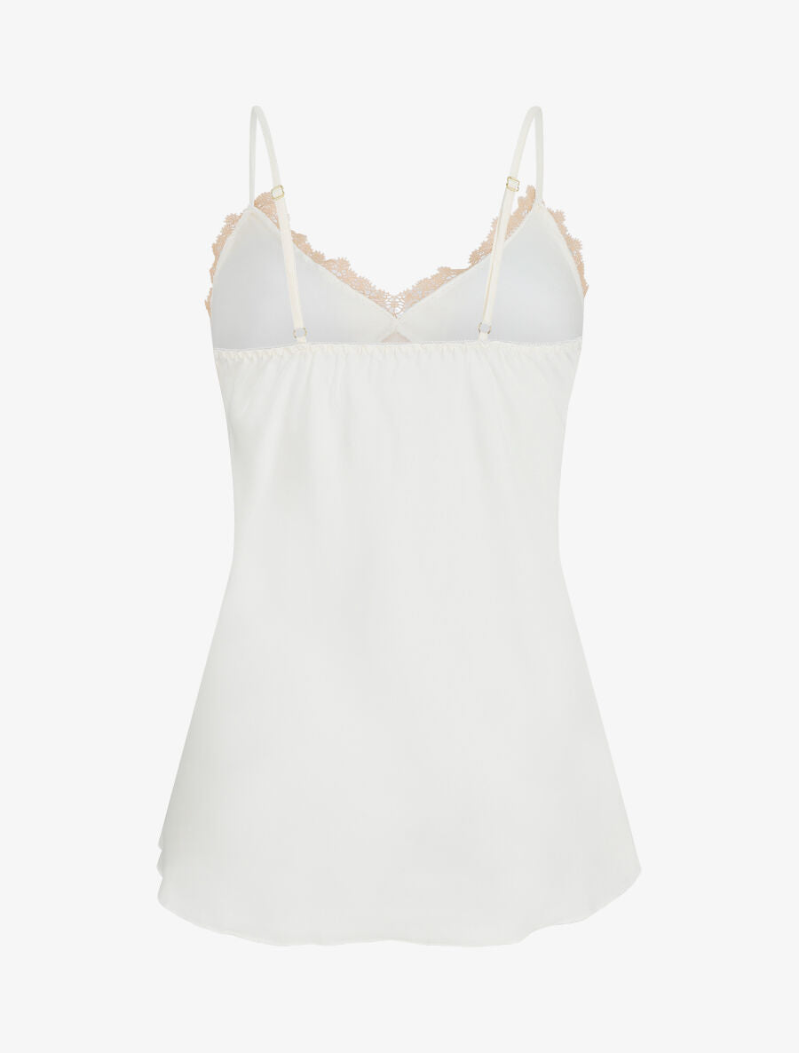 Ensemble caraco et short de pyjama satiné à dentelle - Blanc - 2