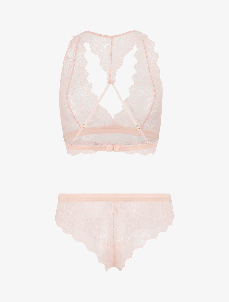 Ensemble soutien-gorge et shorty en dentelle - Rose - 3